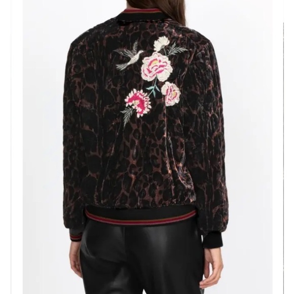 Johnny Was Black Bomber Jacket with Floral Embroidery - Picture 2 of 16